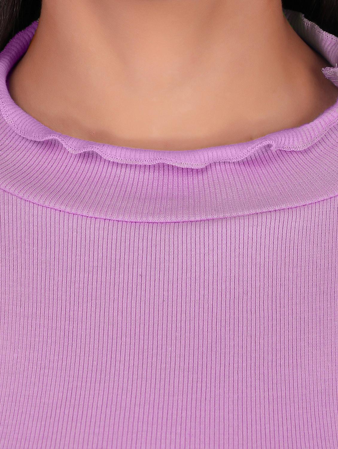 purple solid long sleeves regular top - 20299556 - Standard Image - 3