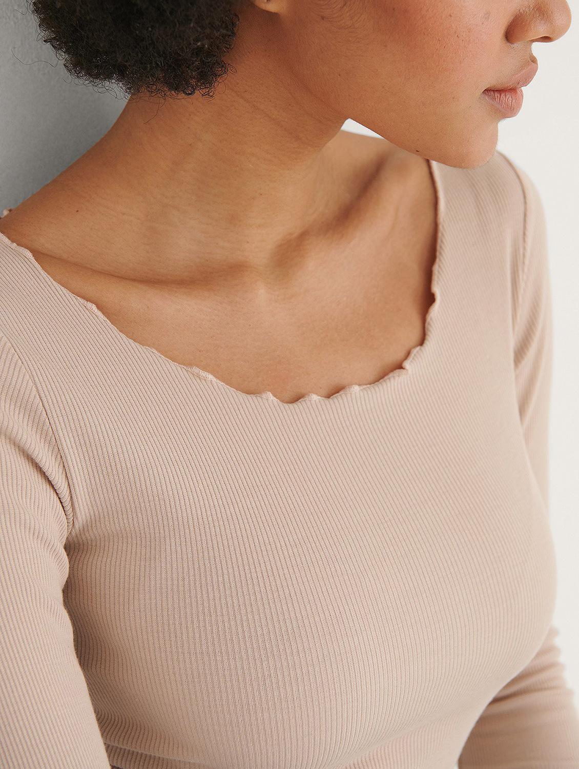 beige solid long sleeves regular top - 20299610 - Standard Image - 3