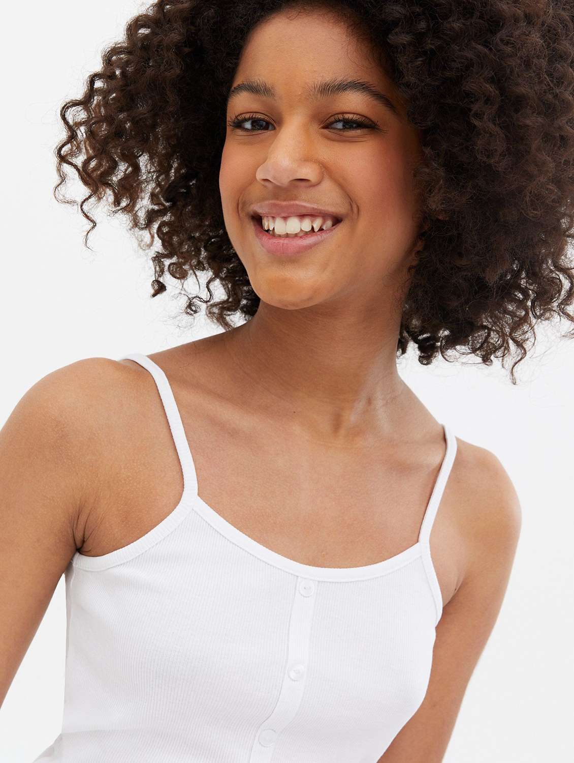 white cotton blend camisole top - 20299615 -  Standard Image - 3
