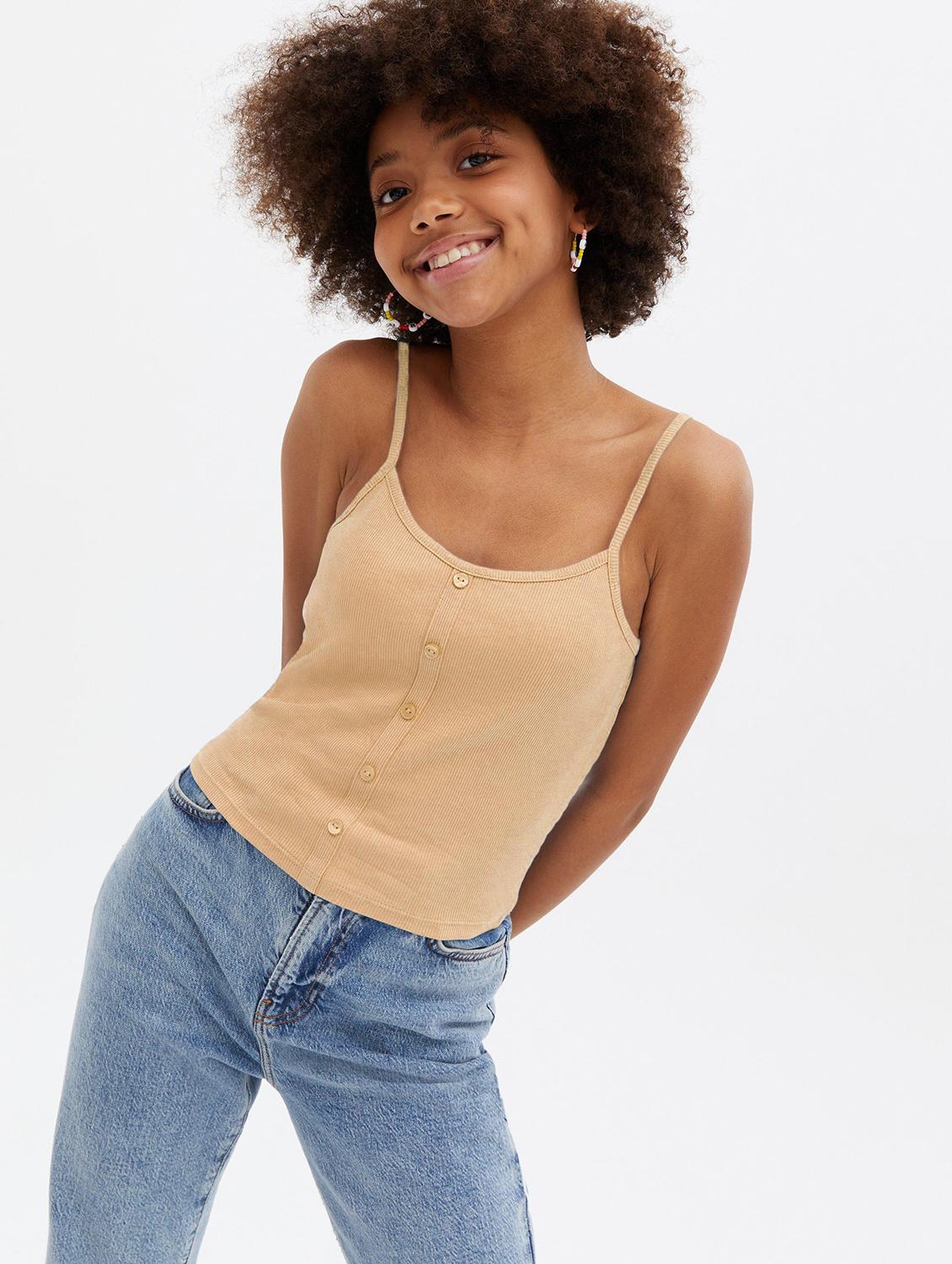 beige cotton blend camisole top - 20299617 - Zoom Image - 0