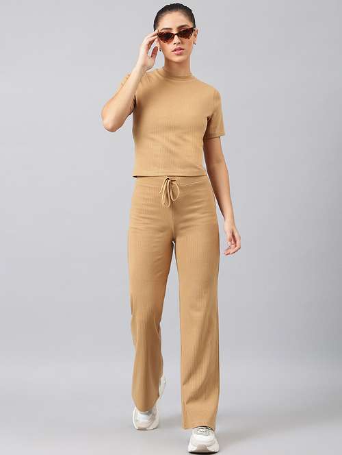 women solid top and trouser co-ord set - 20300305 -  Standard Image - 0