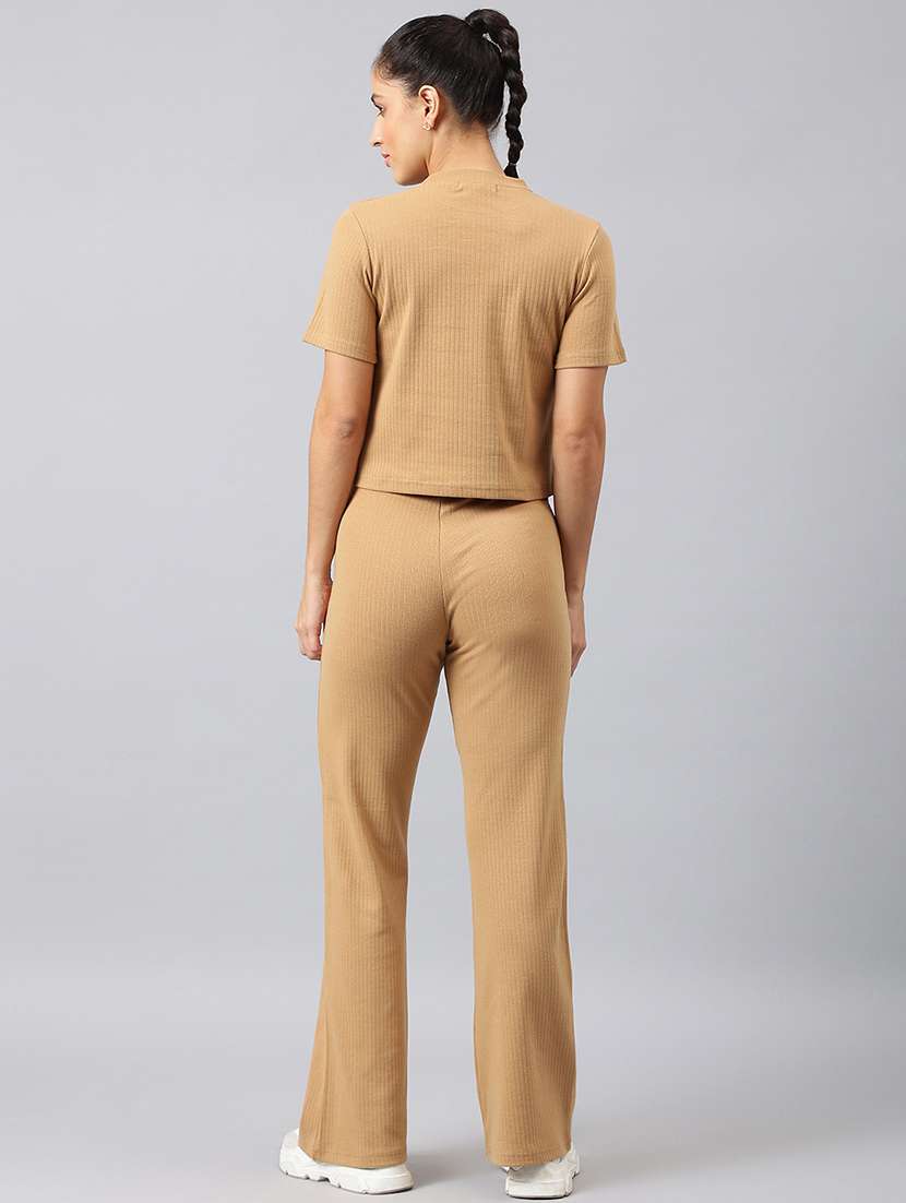 women solid top and trouser co-ord set - 20300305 -  Standard Image - 3