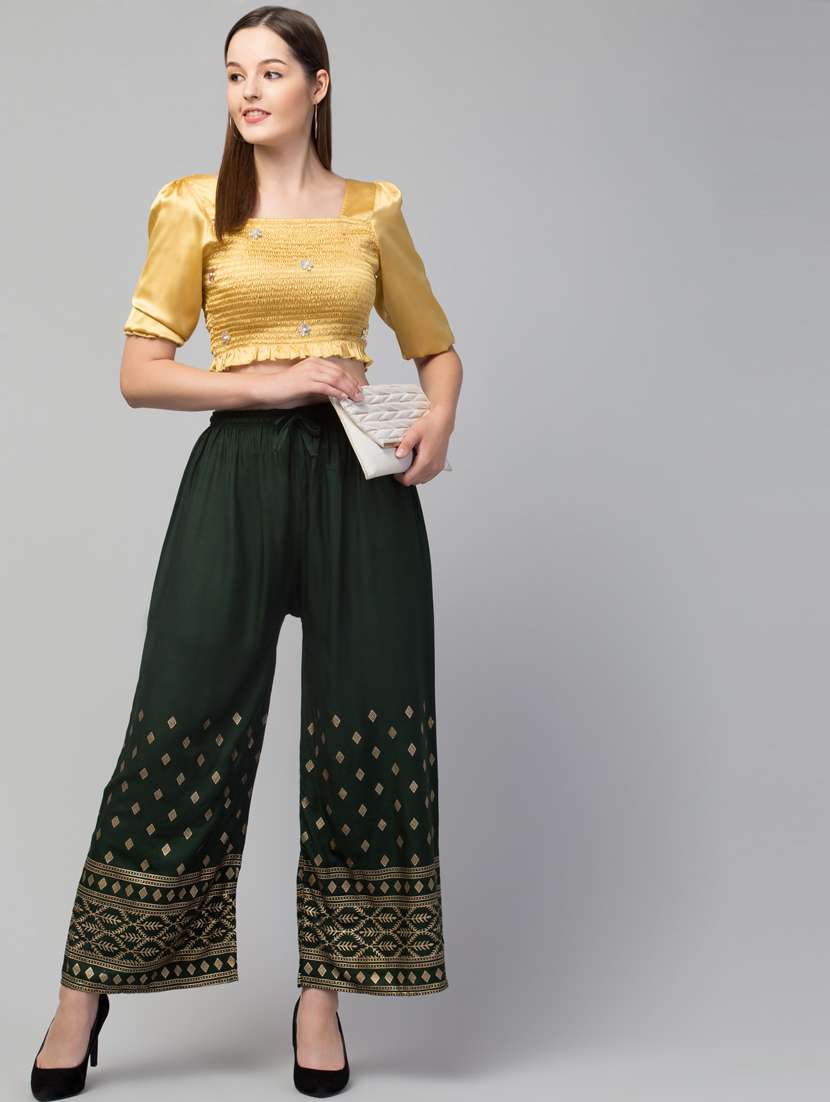 women block print viscose palazzo - 20300604 - Standard Image - 3