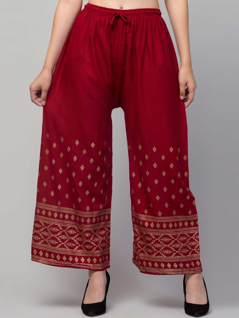 women block print viscose palazzo