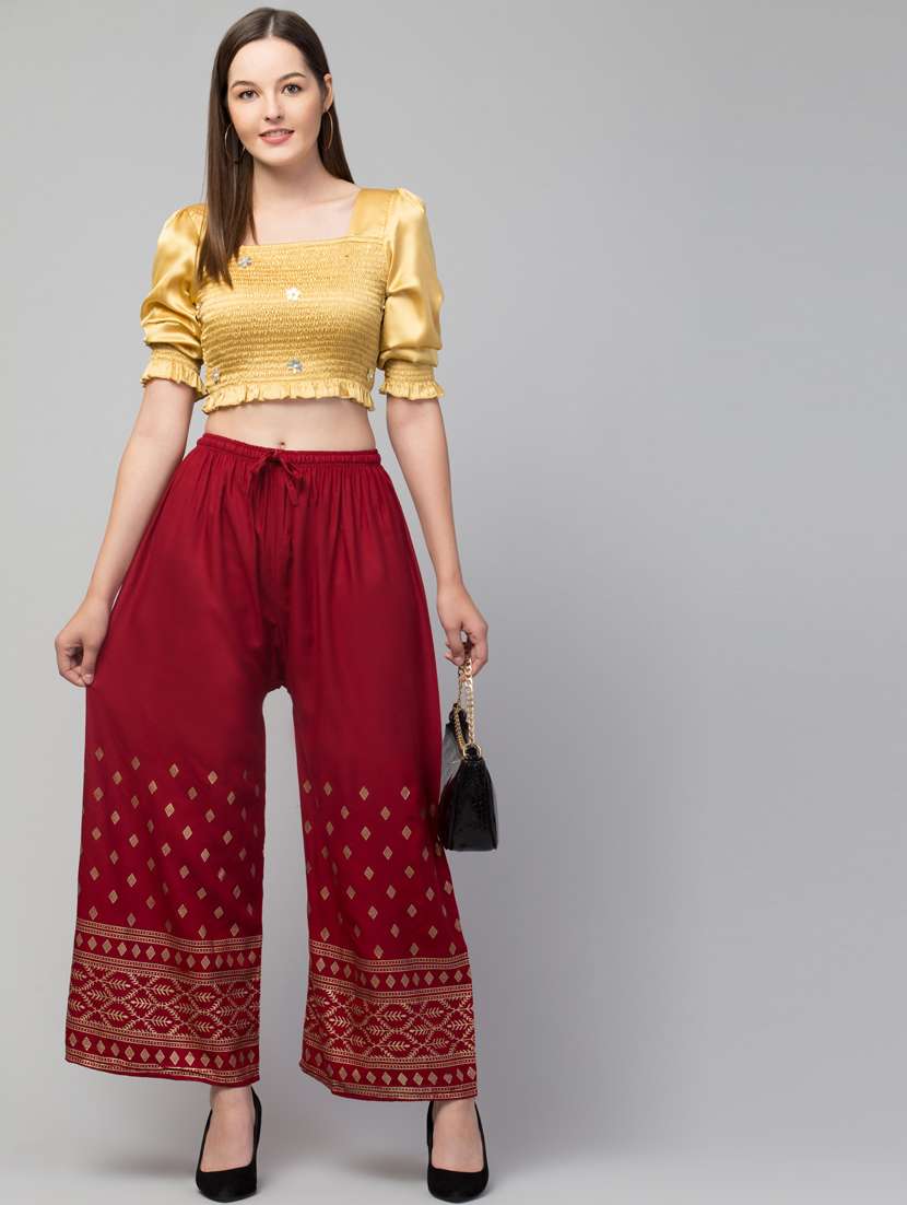 women block print viscose palazzo - 20300607 -  Standard Image - 3