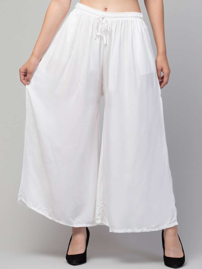 women mid rise solid flared palazzo