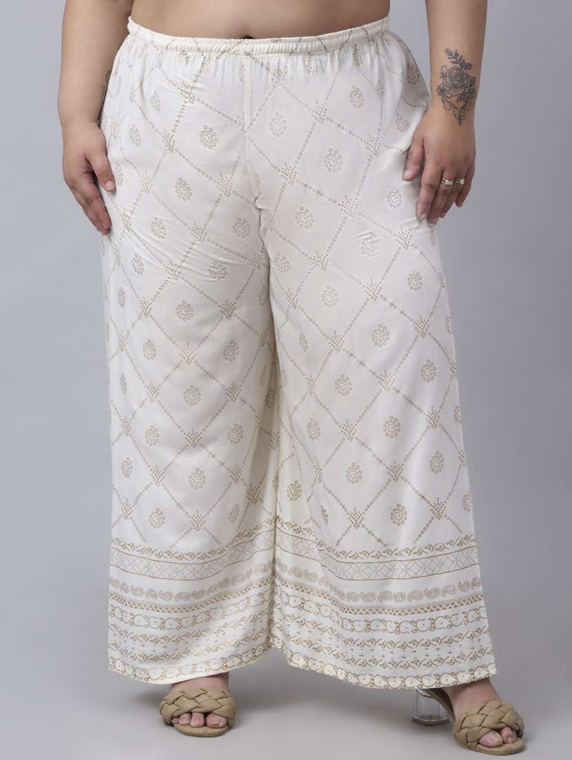 white foil printed palazzo - 20300648 -  Zoom Image - 0