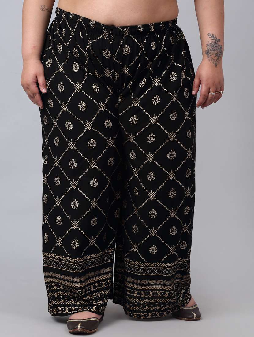 black printed palazzo