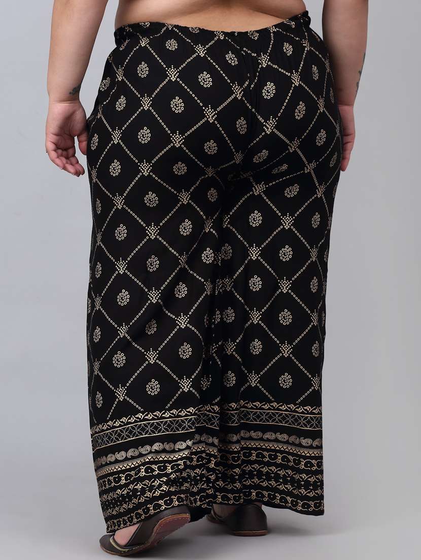 black printed palazzo - 20300649 -  Standard Image - 3