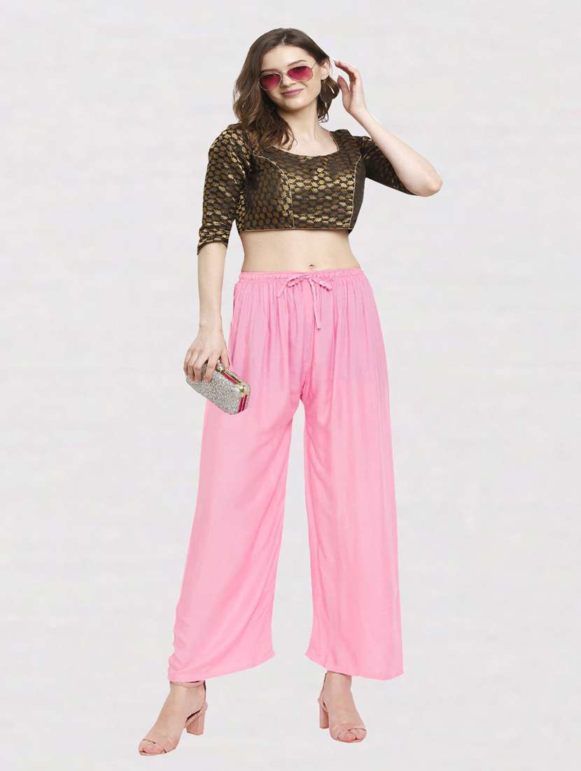 women mid rise solid flared palazzo - 20300662 -  Standard Image - 3