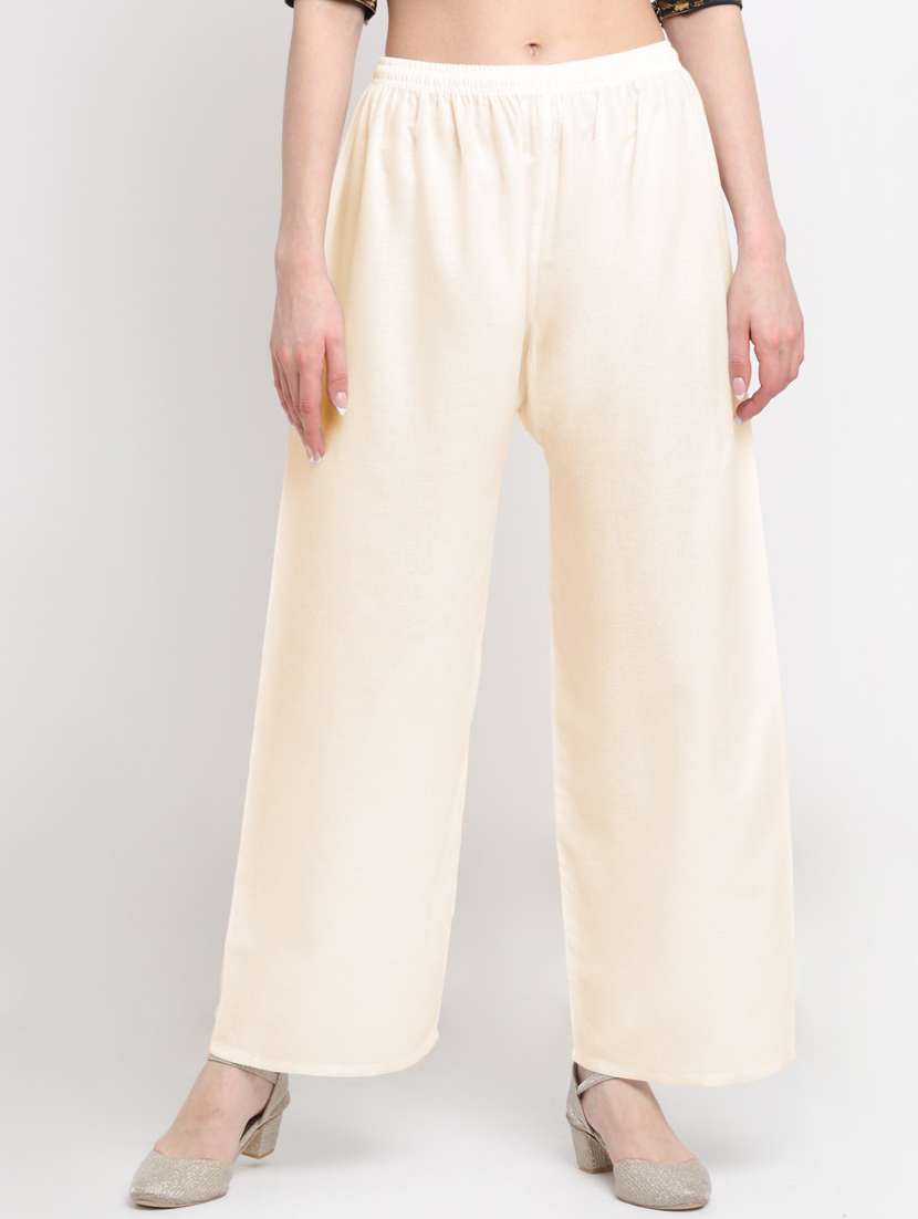 women mid rise solid flared palazzo