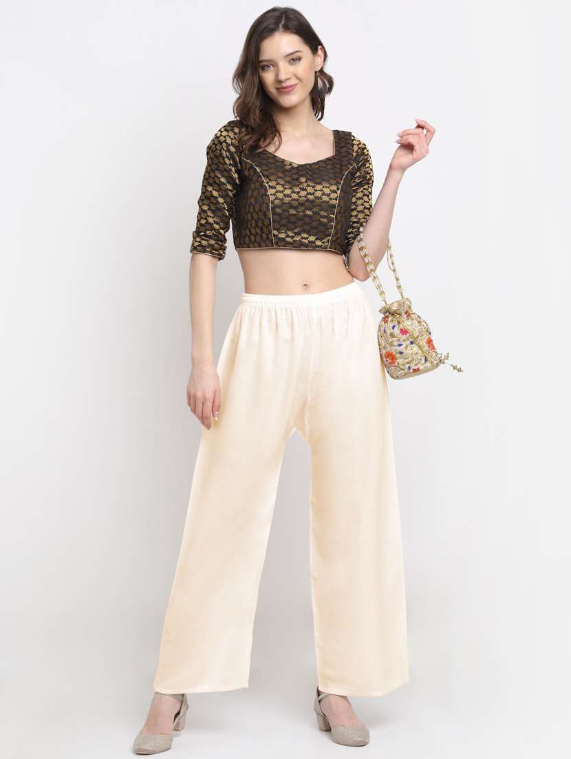 women mid rise solid flared palazzo - 20300664 -  Standard Image - 3