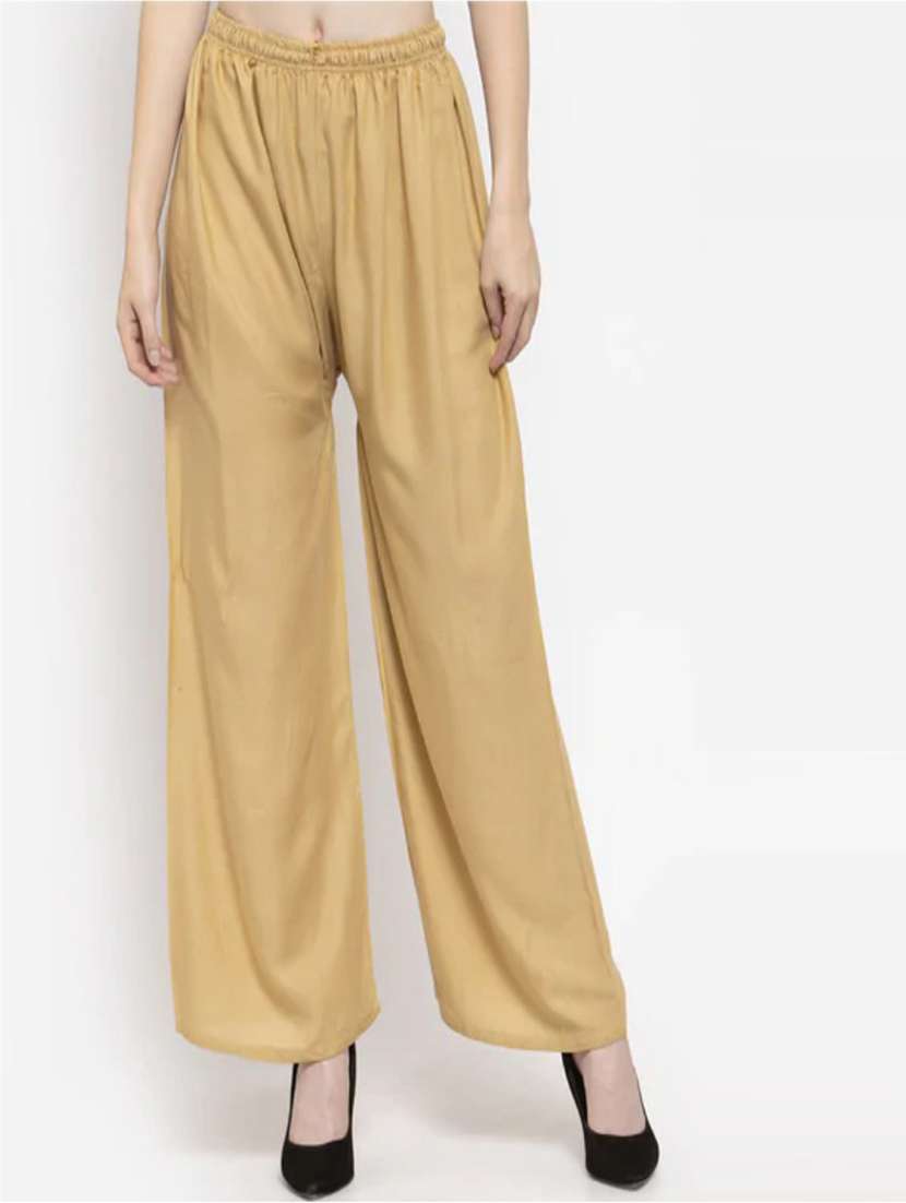 women mid rise solid flared palazzo