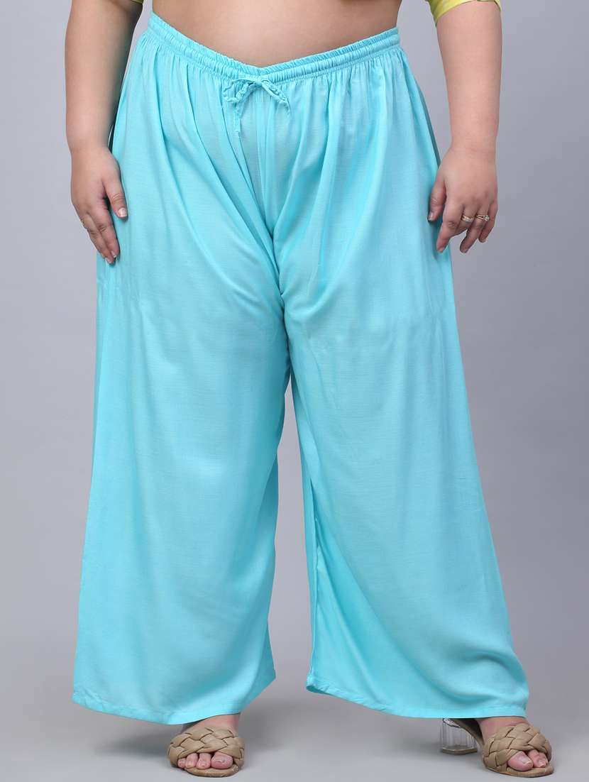 women mid rise solid flared palazzo