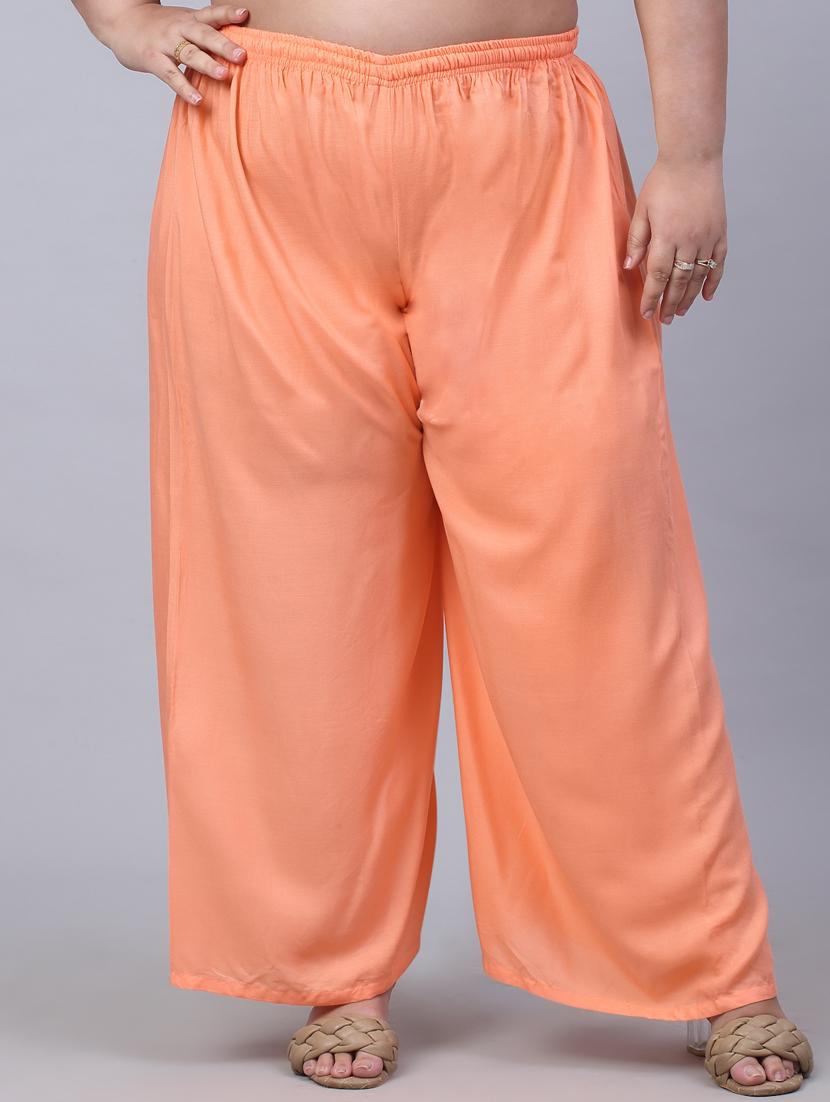 peach solid palazzo - 20300671 -  Zoom Image - 0
