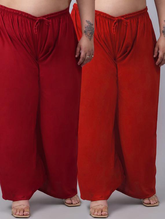 women pack of 2 solid flared palazzos - 20300681 - Zoom Image - 0