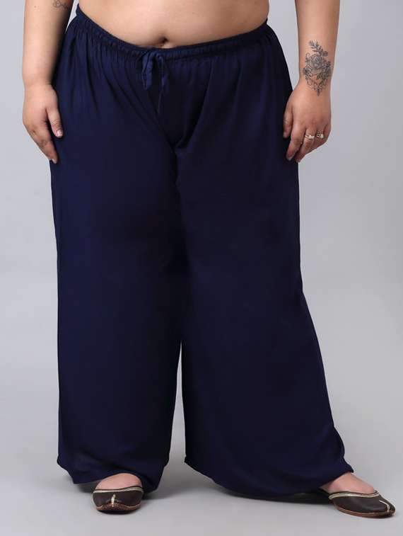 women mid rise solid flared palazzo