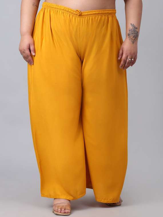 women mid rise solid flared palazzo