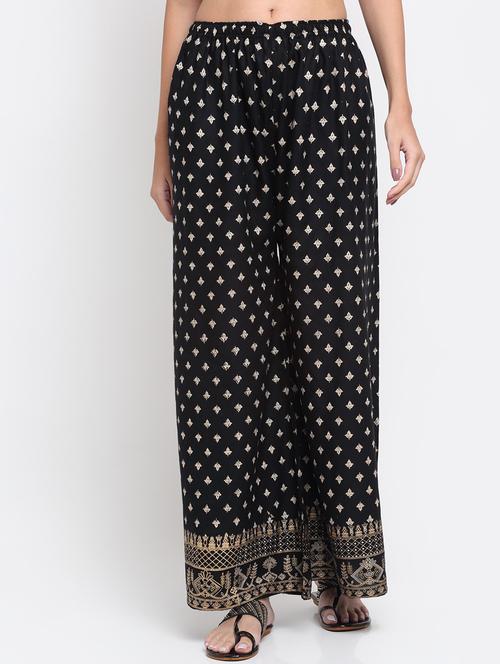 black foil printed palazzo - 20300689 - Standard Image - 0