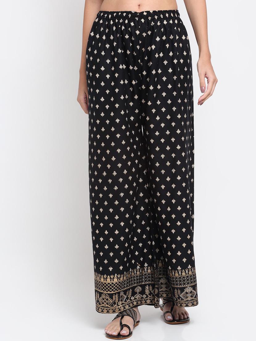 black foil printed palazzo - 20300689 - Zoom Image - 0