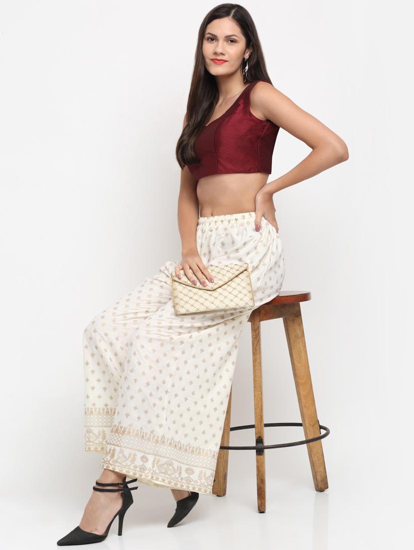 cream printed palazzo - 20300691 - Standard Image - 3