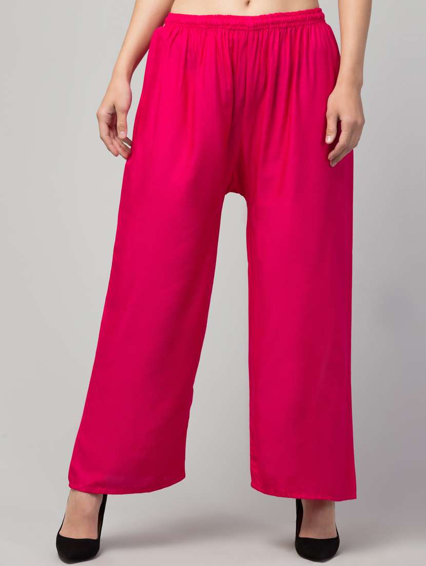 women mid rise solid flared palazzo