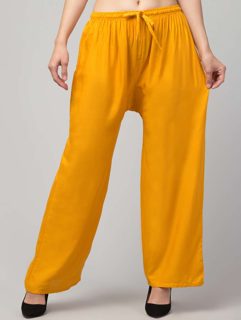 women mid rise solid flared palazzo