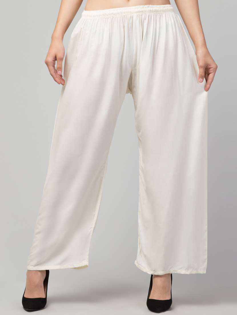 women mid rise solid flared palazzo