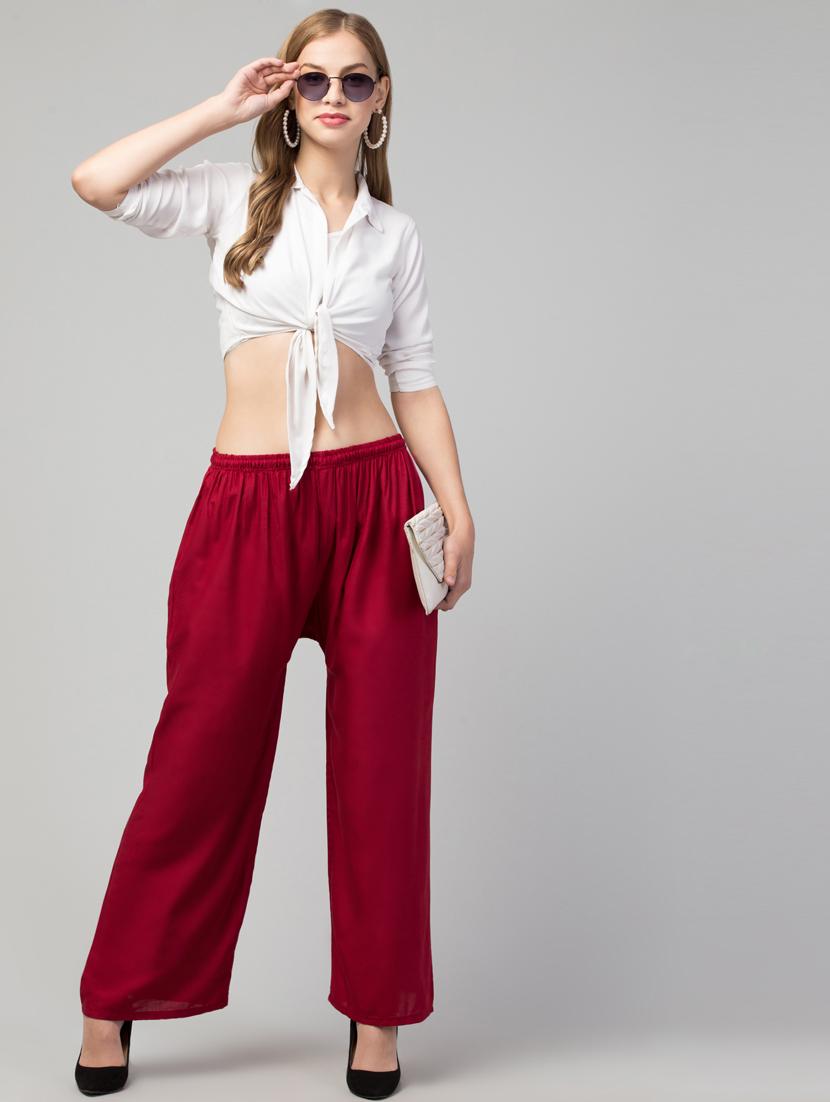 women mid rise solid flared palazzo - 20300702 - Standard Image - 3