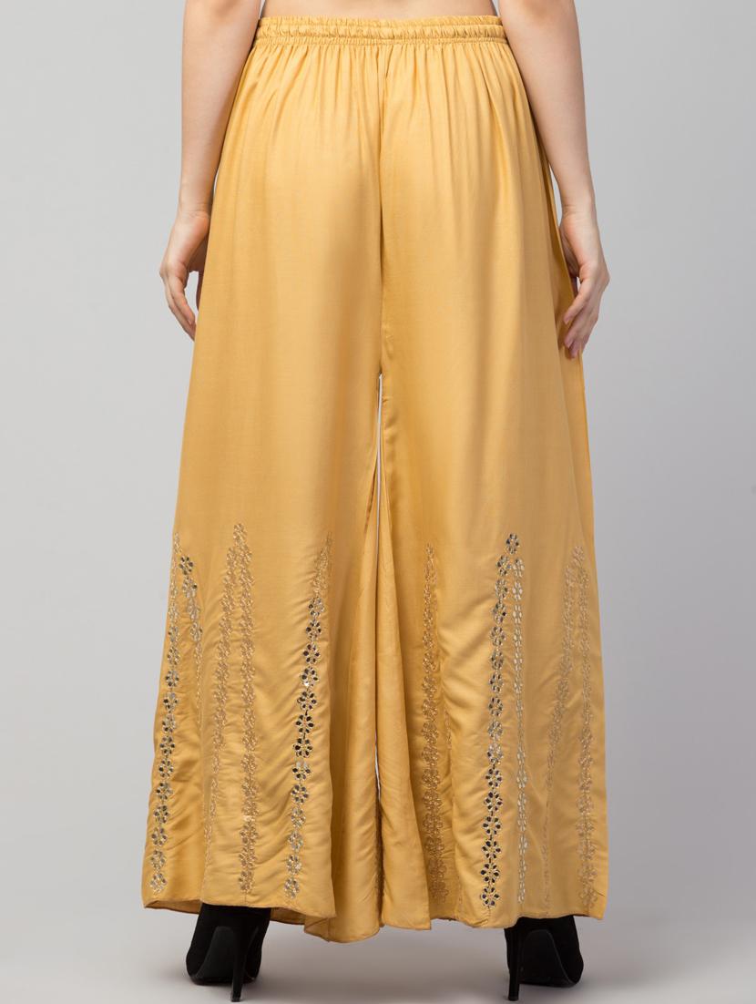 tan solid with work palazzo - 20300707 - Standard Image - 3