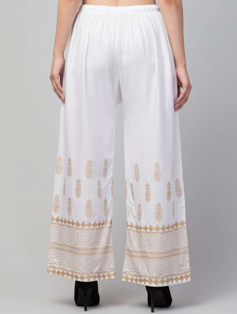 white bottom placement print palazzo - 20300719 -  Standard Image - 3