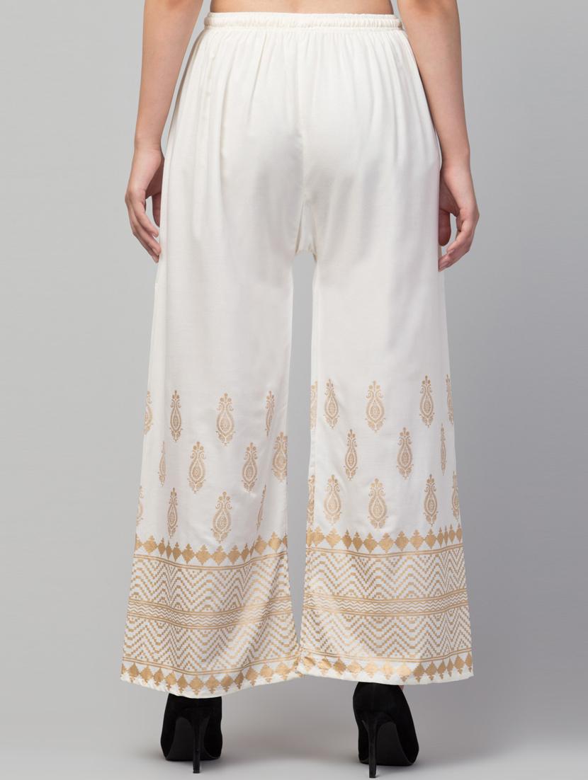 cream bottom placement print palazzo - 20300720 - Standard Image - 3