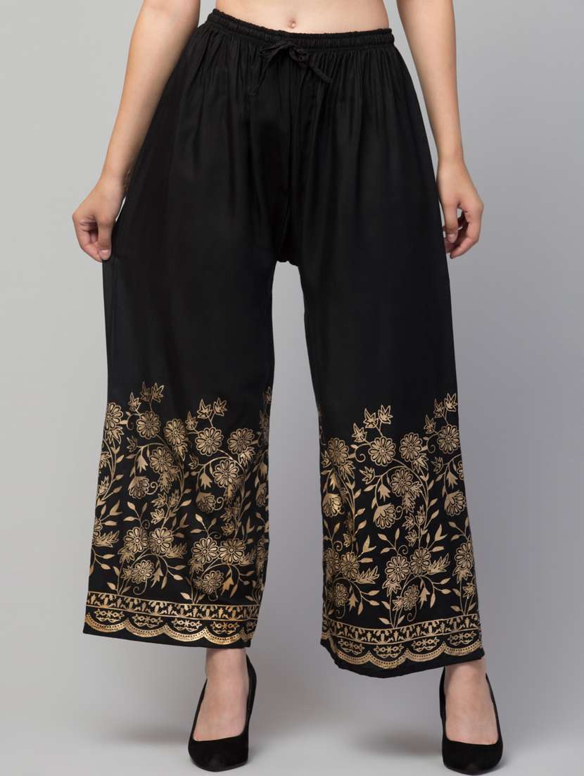 black bottom placement print palazzo