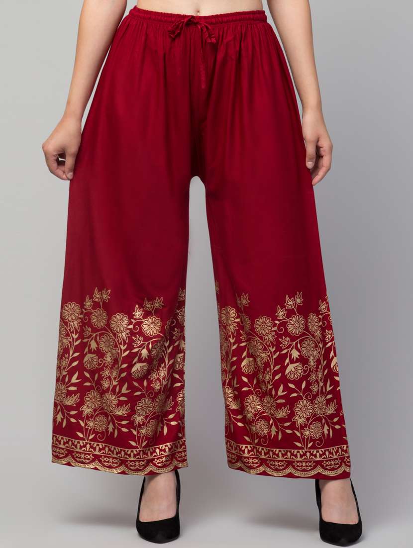 maroon bottom placement print palazzo