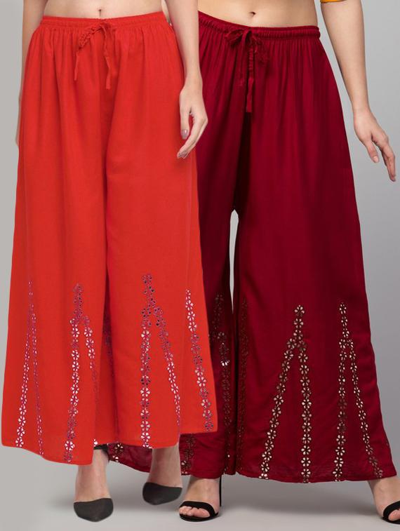 set of 2 solid with work palazzo - 20300756 -  Zoom Image - 0