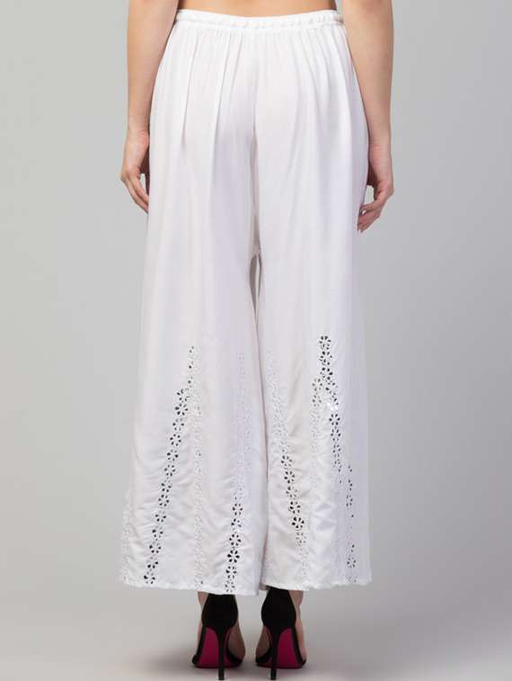 white solid with work palazzo - 20300758 -  Standard Image - 3