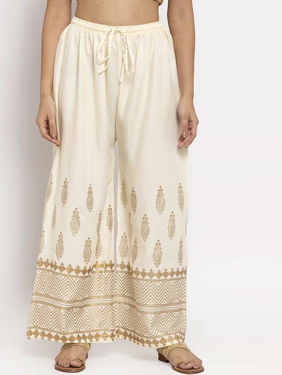 optic white bottom placement print palazzo