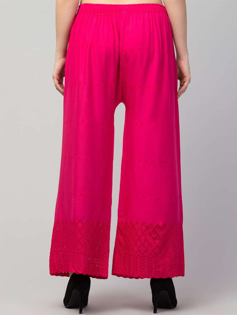 pink solid with work palazzo - 20300780 -  Standard Image - 3