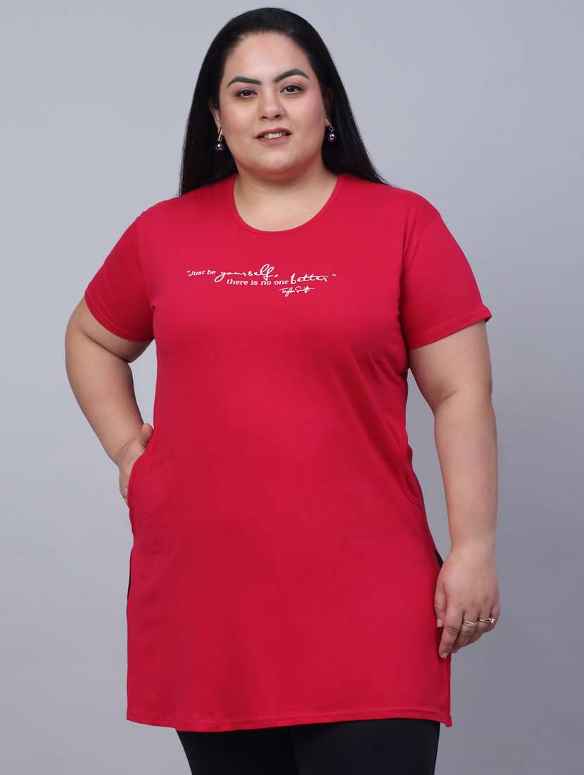 pink typographic plus size t-shirt - 20301301 -  Zoom Image - 0