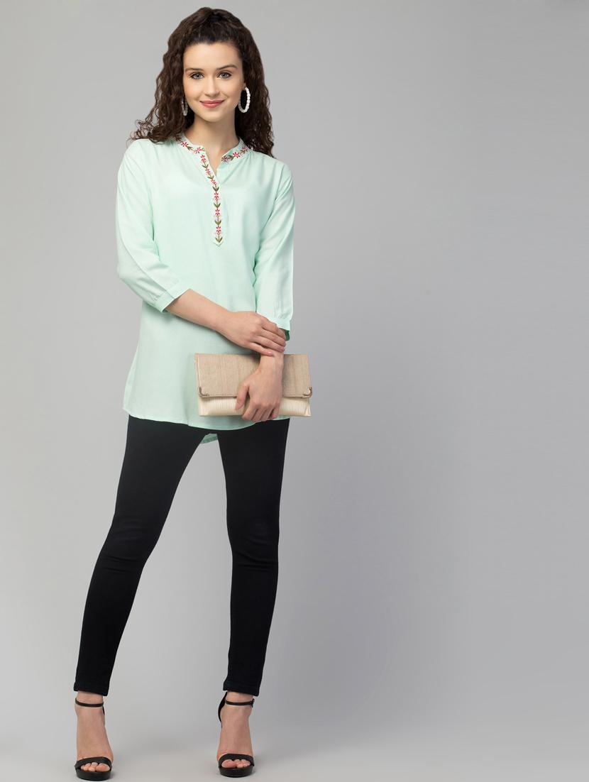 neo mint embroidered regular tunic - 20301305 - Standard Image - 3