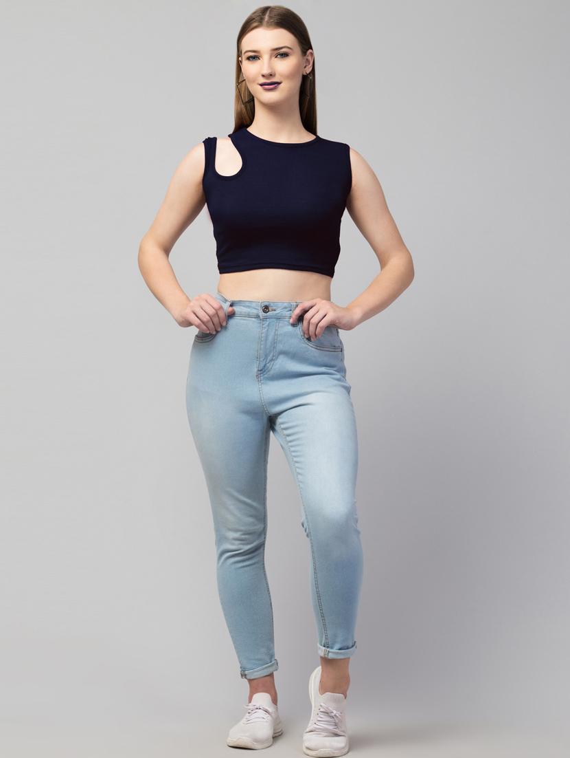 black solid sleeveless crop top - 20301314 - Standard Image - 3