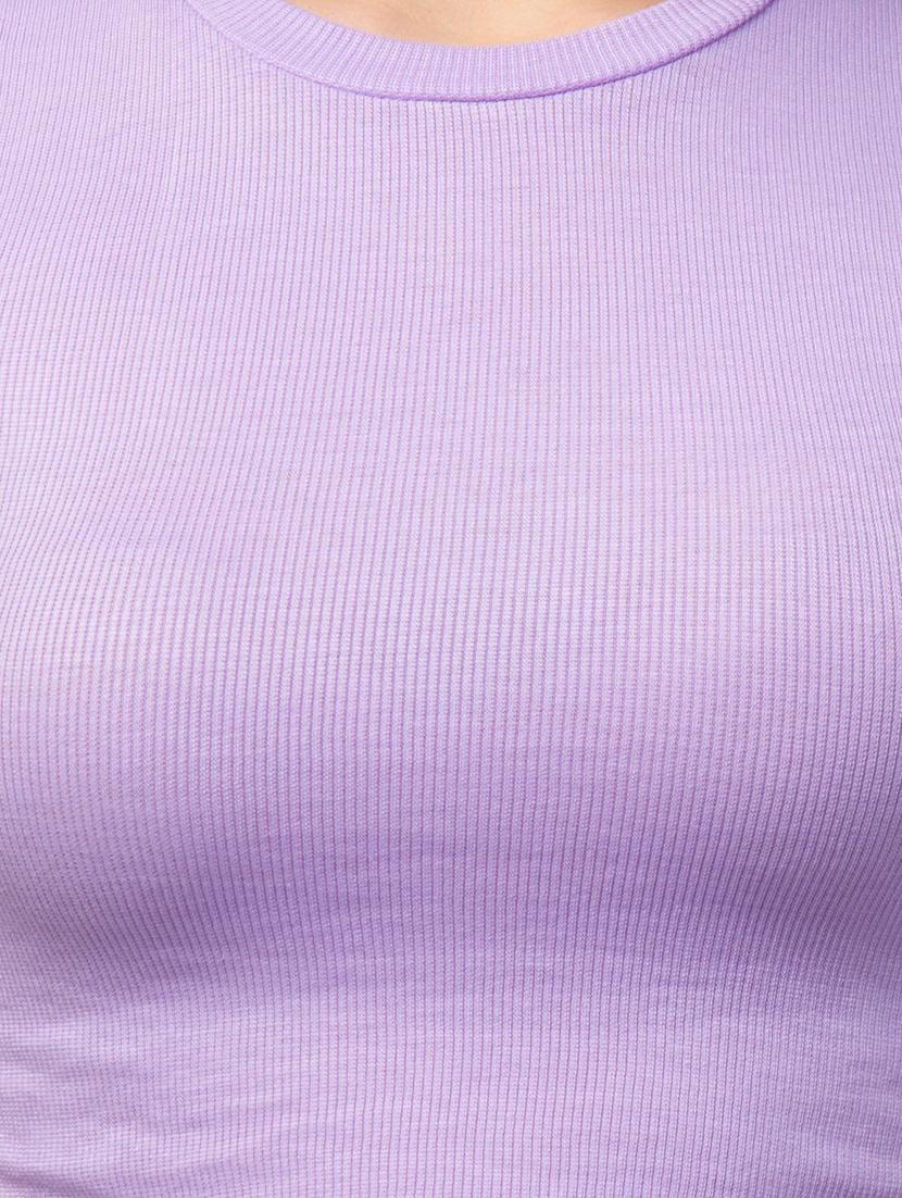 crew neck solid crop top - 20301334 - Standard Image - 5