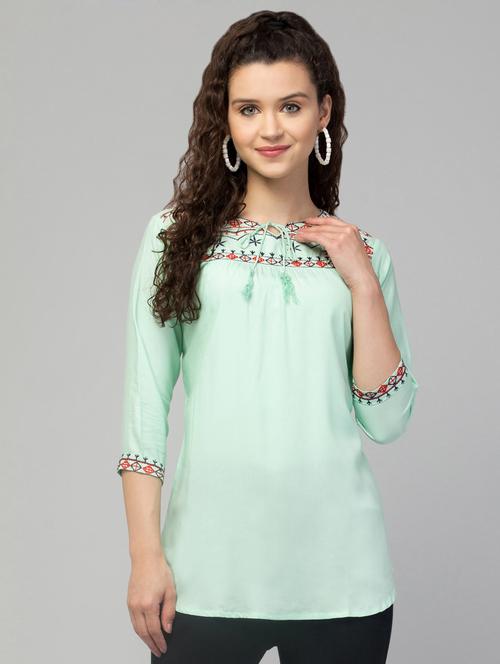 neo mint embroidered regular tunic - 20301343 -  Standard Image - 0