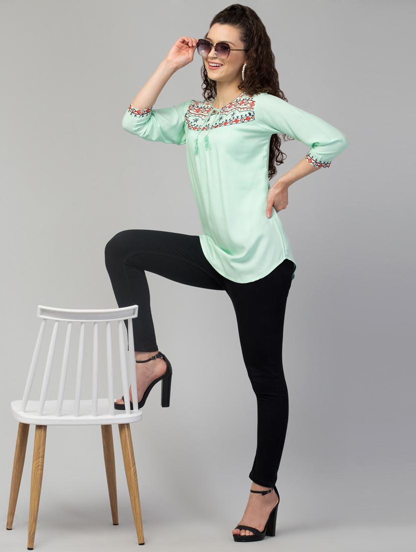 neo mint embroidered regular tunic - 20301343 - Standard Image - 3
