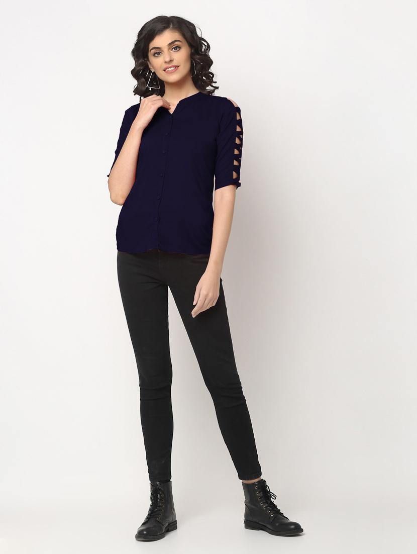 dark blue solid regular shirts - 20301348 - Standard Image - 3