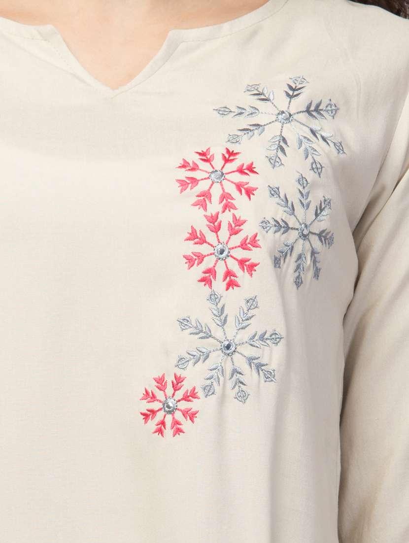 beige viscose a-line tunic - 20301376 -  Standard Image - 3