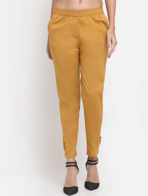 women solid flat front cigarette pants - 20301389 - Standard Image - 0