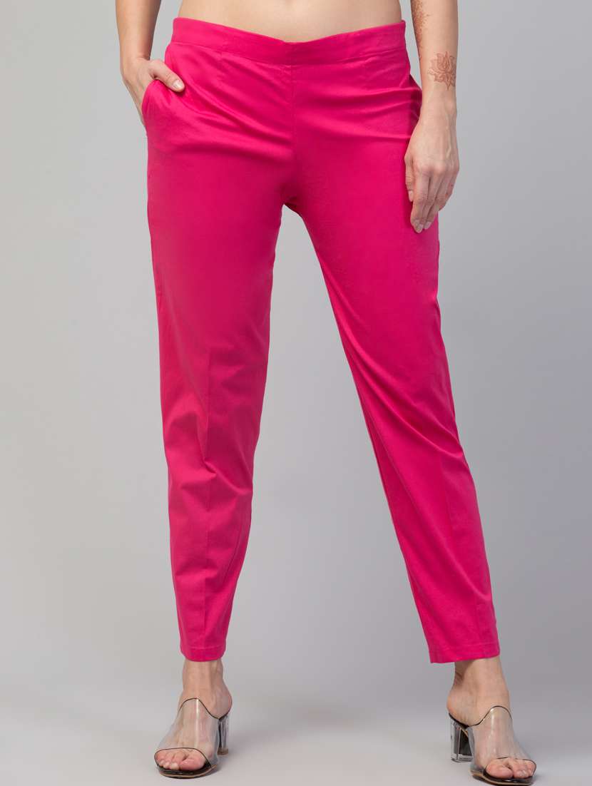 women solid pleated cigarette pants - 20301402 -  Zoom Image - 0