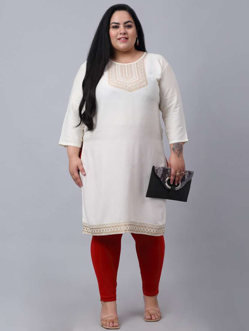 red cotton blend solid legging - 20301409 -  Standard Image - 3