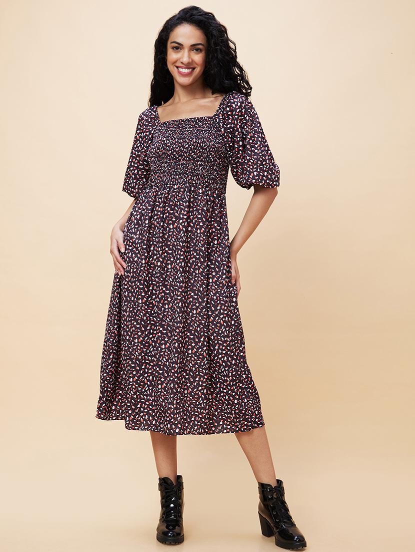 women black polyester fit & flare dress - 20301529 - Zoom Image - 0